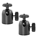 Mikikit 2 Stück Metall Kugelkopf Stativadapter 1/4 3/8 Schraube 360° Drehbar Aluminiumlegierung Kompatibel für Kamera Projektor Reisestativ Zubehör