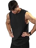 Herren-Sport-Tanktops, Weste, Workout, Bodybuilding, Workout, Fitnessstudio, Shirts, Baumwolle, Ausschnitt, ärmellos, Muskel-T-Shirts Schwarz M