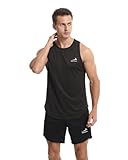 Herren Tanktop, schnell trocknende Trainingshirts, Muskel Fitness Bodybuilding Laufshirt Fitness Tanks Ärmelloser T-Shirt Schwarz L