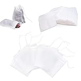 100 Stück Leeres Teebeutel feine Teefilter Teefilterbeutel Einweg-Infuser mit Kordelzugfür Tee Obsttee Teeblumen Gewürz Kräuterpulver Teebeutel für lose Blatt，（6 x 8 cm）