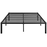 Yaheetech Bettrahmen 36cm H Metallbett mit Lattenrost, Bettgestell aus Metall, Modern Doppelbett Einzelbett Leichte Montage, Schwarz 140 x 200 cm