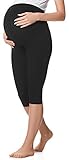 Be Mammy 3/4 Umstandsleggings aus Baumwolle BE20-229 (Schwarz, XL)