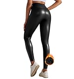 Getervb Kunstleder Leggings Damen High Waist Sexy Leder Leggings Lederoptik Push Up Strumpfhosen Lederhose Sporthose