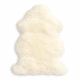 Cakla Lammfell Echt 120-130 cm - Schaffell Echt Groß - Fellteppich Weiss - Weich und Flauschig - Fell für Stühle - Lammfell Teppich - 100% Bio - Schafsfelle - Dekofell - Schafsfell Felle