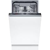 Bosch SPV2HMX42E, Serie 2, Smarter Geschirrspüler Vollintegriert, 45 cm breit, Besteckschublade, extra Trocknung auf Knopfdruck, höhenverstellbarer Oberkorb, leiser und effizienter Motor, mit aquaStop