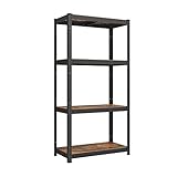 SONGMICS Standregal, Bücherregal, Lagerregal, 4 Ablagen, verstellbar, 40 x 80 x 160 cm, bis 520 kg belastbar, für Küche, Wohnzimmer, vintagebraun-schwarz GLR044B11