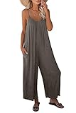 Sweezarmo Damen Sommer Jumpsuit Ärmellos Jumpsuit Träger Jumpsuit Sexy V-Ausschnitt Jumpsuit Sommer Oversize Lose Taschen Jumpsuit S Klein Grau