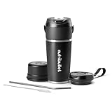 nutribullet Flip, Smoothie Maker to go, 590 ml isolierter Edelstahl Thermobecher, kabellos, wiederaufladbar für 14+ Mixvorgänge, tragbarer 2in1 mini Mixer, zerkleinert Eis & Obst, Schwarz, NBP016B