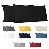 Dreamzie Kissenbezug 40 x 80 (Set mit 2) - 100% Jersey Baumwolle 150 g/qm Kissenbezüge -Schwarz - Für Kissen 40 x 80 cm - Kissenhülle - Kissenbezug - Resistent und Hypoallergen