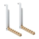 Relaxdays Türgarderobe klappbar 2X, zum Einhängen, Türhaken für 6 Kleiderbügel, Metall & Holz, für 2 cm Türfalz, weiß