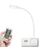 ENUOTEK Weiß LED Wandlampe Steckdose Schlafzimmer Lampe Leselampe Bett Nachttischlampe Dimmbar mit Stecker und Fernbedienung, 4W 280Lm 3000K-4000K-5000K, 1er Lampe und 1er Fernbedienung