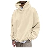 Meggsnle Hoodie Pullover Herren Sweatshirt mit Kapuze Lässiges Lockeres Kapuzenpullover Oberteil für Herbst und Frühling Einfarbig Langarmshirt Streetwear Y2k Clothes