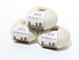 150 Gramm 100% Baby Alpaka Wolle 112m 4-4,5 Nadelstärke Nm 4/9 Strick-Häkel Garn Strickwolle, Farbe: Natur