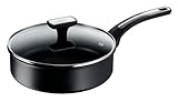 Tefal Ø 24 cm Schmorpfanne und Deckel | Selection Pfanne für alle Herdarten, auch Induktion | Universalpfanne mit hohem Rand | Antihaft Allzweckpfanne mit Glasdeckel und Thermo-Signal