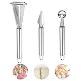 Triangular Shape Fruit Vegetable Knife Slicer,Edelstahl Obst Schnitzmesser,Dreieckige Form Obst Gemüse Messer Hobel,Melon Cutter Balls, Stainless Steel Fruit Corer Tool für Home Restaurant Fruit Party