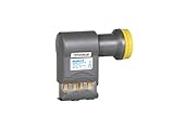 HUMAX Digital Quattro-LNB 106s Gold, Satelliten universal LNB für Multischalter, LTE-Filter, Wetterschutzgehäuse und vergoldete F-Buchsen, digitales Fernsehen in HD, Full HD, 4K UHD, schwarz/gelb