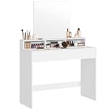 VASAGLE Dressing Table with Large Mirror,100x40x140cm,...