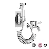 lmoikesz Wandmontierte Spritzpistole, 2 in 1 360° Schwenkbar, Einfach Bequem Korrosionsbeständig, Für Einkaufszentren, Hotelbars, Silber