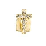 Hip Hop Vergoldeter Strass Zahngrill, Einzelner Kreuz Inlay Grillzähne, Glänzendes Rapper Kostüm, Party, Cosplay Accessoires, Modeschmuck(Gold)