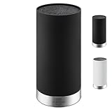 SILBERTHAL Universal Messerblock ohne Messer - herausnehmbarer Borsteneinsatz - für bis zu 10 Messer Aufbewahrung - Schwarz - Recyceltes Plastik mit Edelstahlring