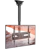 TV Deckenhalterung Verstellbare Halterung für die meisten LED-, LCD-, OLED- und Plasma-Flachbildschirme 26 bis 65 Zoll, bis 50kgs, Montagelöcher 400x400mm (AX11TB01), Schwarz
