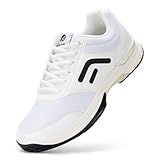 FitVille Weit Tennisschuhe Herren rutschfest Hallenschuhe Atmungsaktiv Badminton Schuhe Bequemen Fitnessschuhe Weiß/Schwarz 40 EU Weit