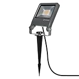 LEDVANCE LED Gartenleuchte für Außen, Mobiles Flutlicht mit Spieß, ideal als Gartenstrahler, aus dunkelgrauem Aluminium, Warmweiß (3000K), 20W, IP65 Schutz, ENDURA GARDEN FLOOD 20W SPIKE