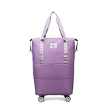 Reisetasche Damen Mit Rollen Erweiterbare, Abnehmbare RäDer, Reisetasche Mit Rollen XXL Wasserdicht, VerschleißFest, Weekender Damen Groß Geeignet FüR Camping,Purple