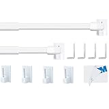 Aiitomg 2 Stücks Vitragestangen, Gardinenstange Ausziehbar ohne Bohren, Gardinenstangen, für Store, Schrank, Fenster, Küche, DIY-Projekte(30-50CM,Weiß)