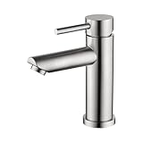 Ibergrif Moderner Wasserhahn Bad – Edelstahl Waschtischarmatur mit Chrom-Oberfläche, Einhebel-Mischbatterie (Kalt-/Warmwasser) für Badezimmer, Gäste-WC, Waschtisch, M11103