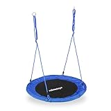 Relaxdays Unisex – Erwachsene, blau Nestschaukel, rund, für Kinder & Erwachsene, verstellbar, Ø 90 cm, Garten Tellerschaukel, bis 100 kg, H x D: ca. 5 x 90 cm
