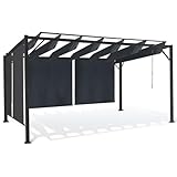 IDMarket - Pergola Luxe Edition, verstellbare Lamellen, 3 x 3 m und 4 Jalousien, Anthrazitgrau