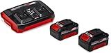 Original Einhell Starter Kit 2x 4,0 Ah Akkus und Twincharger Power X-Change (Li-Ion, 18 V, 75 min Ladezeit, passend für alle Power X-Change Geräte)