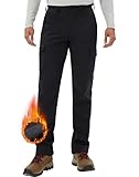 Pioneer Camp Herren Wanderhose Wasserdicht Cargohose Thermohose Atmungsaktive Fleece Gefüttert Winddichte Winterhose Outdoorhose mit 5 Utility Taschen Schwarz Größe:XL