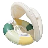 Baby Schwimmring Mit Kapuze | Baby Schwimmring Mit Sonnenschirm,Faltbarer und Aufblasbarer Schwimmring mit Retro-Sicherheitssitz und Schwimmender Sonnenschutz Spielzeug für Outdoor, Garten und im