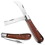 XHYASD Okuliermesser, Gartenmesser Klappbar, Veredelungsmesser mit 2 Klingen, Hippe Messer mit Edelstahlklinge, Garden Knife Multifunktionale für Knospungs Messer Reparieren von Unkrautbüschen