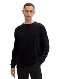 TOM TAILOR Herren 1043266 Basic Strickpullover mit Kaschmir, 29999-Black, Large