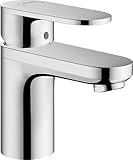 hansgrohe Vernis Blend - Waschtischarmatur ohne Ablauf, Wasserhahn Bad mit Auslauf Höhe 71 mm, Mischbatterie Waschbecken wassersparend (EcoSmart), Chrom, 71558000