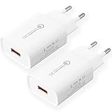 USB Ladegerät, 18W Quick Charge 3.0 Schnellladegerät, USB Stecker für Samsung Galaxy S5 S6 S7 S8 S9 S10 S20 S21 S22 A13 A34 A53, iPhone, Ipad,Huawei, Ersatz-Original Schnellladegerät (2 Stücke)