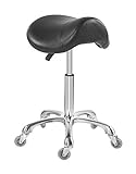 Sattelhocker Stuhl für Massage Klinik Spa Salon Schneiden Sattel Rollhocker mit Rollen Höhenverstellbar (Schwarz)