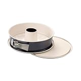 Dr. Oetker Springform mit Flach- und Rohrboden Ø 28 cm BACK-TREND, Kuchenform mit 2 Böden, runde Backform aus Stahl mit keramisch verstärkter Antihaft-Beschichtung (creme/anthrazit), Menge: 1 Stück