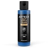 ARTEZA Craft Acrylfarbe, A503 Dunkles Blaugrün, 118 ml Flasche, wasserbasierte, mischbare, matte Acrylfarbe für Kunst- und DIY-Projekte auf Glas, Holz, Keramik, Stoffen, Papier und Leinwand