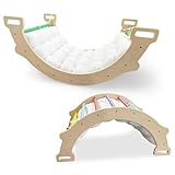 COSTWAY Kletterbogen mit weichem Kissen, Kletterdreieck zum Wippen, Klettern und Krabbeln, Indoor Klettergerüst aus Holz, für Kinder ab 3 Jahre (Bunt)