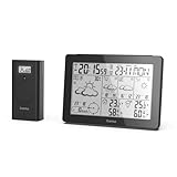 Hama Profi Wetterstation (Wettervorhersage mit Daten von professionellen Meteorologen, Funk Wetterstation mit Außensensor, Temperatur, Luftfeuchtigkeit, Windgeschwindigkeit, innen und außen) schwarz