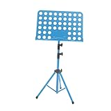 KiBcsLic Notenständer, Buchständer, zum Sitzen oder Stehen, stabil, tragbar, zusammengeklappt, höhenverstellbar, für unterwegs, Gitarre, Ukulele, Violine, Blau