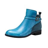 Damen-Stiefeletten，Fashion Freizeit Stiefel，Warme Halbhohe Gummistiefel，Rutschfest Freizeitschuhe，Wasserdichtes & Atmungsaktives Leder，Leichte & Bequeme Einlegesohlen，Mit Drehknopf Stiefel