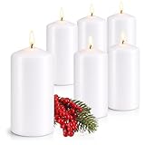 Robin Goods® 6x Stumpenkerze - dekorative Säulenkerzen für jeden Anlass - Wachskerzen zum Basteln und Verzieren - Unparfümierte Stumpenkerzen für Kränze und Gestecke (weiß - 6 Stück)