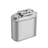 CSPJPIZIYB Benzinkanister Aus Edelstahl 304, Vielseitiger Wasser- und Flüssigmetallbehälter für Autos, LKWs und Motorräder, Inklusive Schläuche und Griff(15L/3.9Gla)