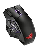 ASUS ROG Spatha X Gaming Maus (kabellos, kabelgebunden, magnetische Ladestation, 12 programmierbare Tasten, 19.000 dpi, Aura Sync)