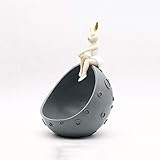 Elegant and Creative Space Rabbit Porch Key Storage Ornaments Mordern Living Room Decoration Half Moon Model Dried Fruit Tray (Color : Gray)